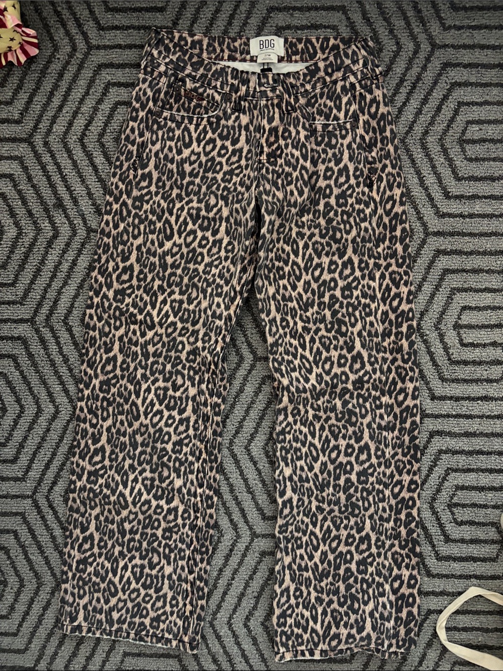 BDG Leopard-Print Wide Leg Pants in Taupe and Black